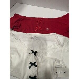 PacSun Ribbed Bow Top Bundle Red White XS S Y2K Coquette